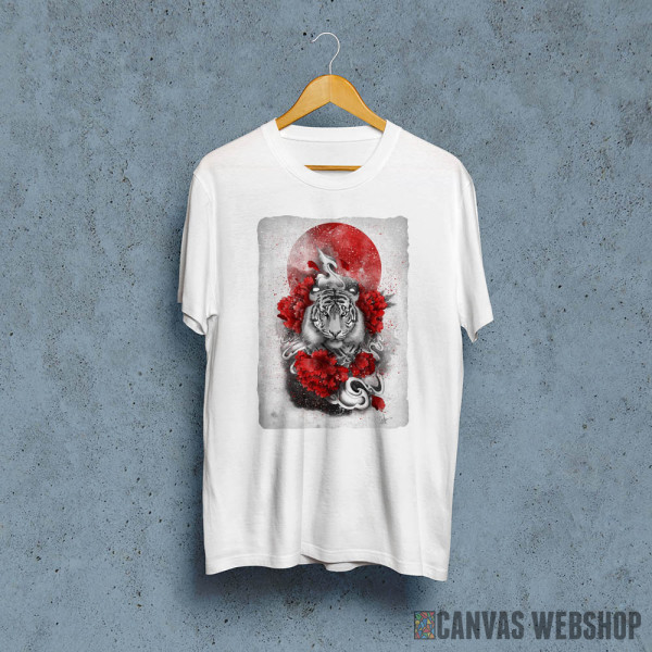 White tiger, red sun