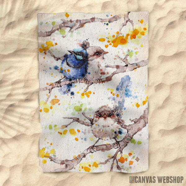 Peškir Family Life (Blue Fairy Wrens) Water Colour Art