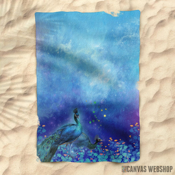 Peškir Peacock Birds with Flowers