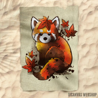 Peškir Red panda red leaves