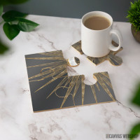 Podmetač Elegantni Zlatni Doodles sa Suncem, Mesecom i Mandalom