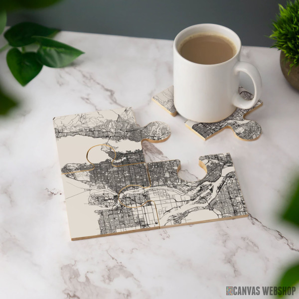 Podmetač Mapa Vankuvera, Kanada, crno-bela Podmetač Mapa Vankuvera, Kanada, crno-bela