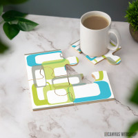 Podmetač Mid-century modern – pravougaoni dizajn plavi, zeleni i sivi