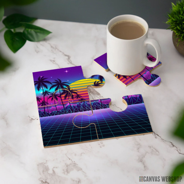 Podmetač Sjajni zalazak sunca u synthwave stilu