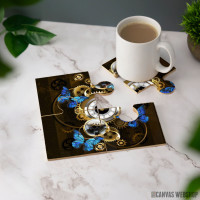 Podmetač Steampunk zupčanici i plavi leptiri Podmetač Steampunk zupčanici i plavi leptiri