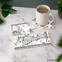 Podmetač Vintage mapa Cape Cod - crno-bela Podmetač Vintage mapa Cape Cod - crno-bela