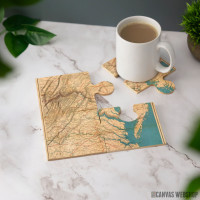Podmetač Vintage mapa Virdžinije i Česapik zaliva iz 1862. godine Podmetač Vintage mapa Virdžinije i Česapik zaliva iz 1862. godine