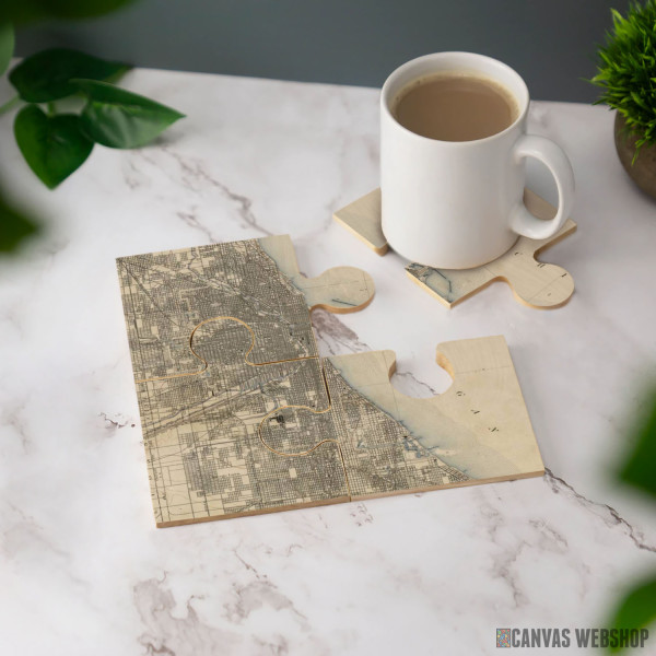 Podmetač Vintage mapa Čikaga iz 1899. Podmetač Vintage mapa Čikaga iz 1899.