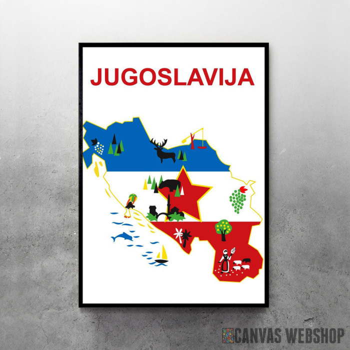 Turistička mapa Jugoslavije - uramljen poster