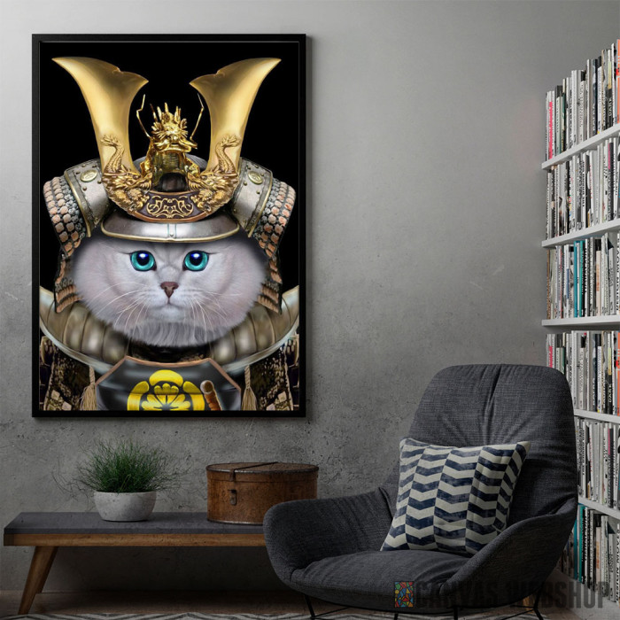 Japan Samurai Warrior Cat - uramljen poster