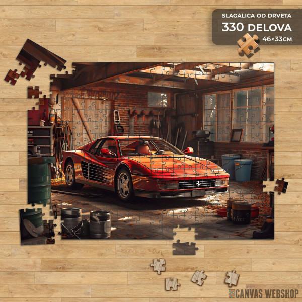 Slagalica Ferrari Testarossa u garaži Slagalica Ferrari Testarossa u garaži