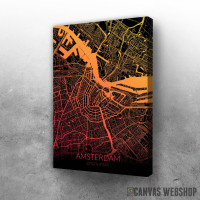 Slika Amsterdam mapa - black and orange Slika Amsterdam mapa - black and orange
