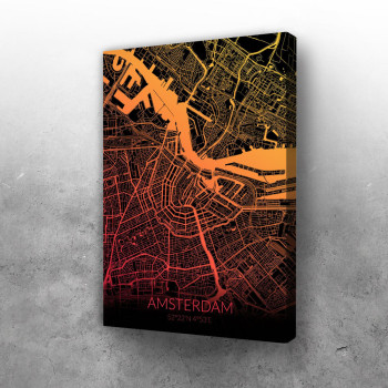 Amsterdam mapa - black and orange