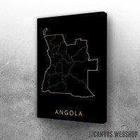 Slika Angola mapa - crno zlatno