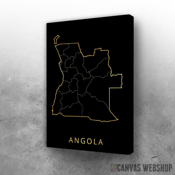 Slika Angola mapa - crno zlatno Slika Angola mapa - crno zlatno