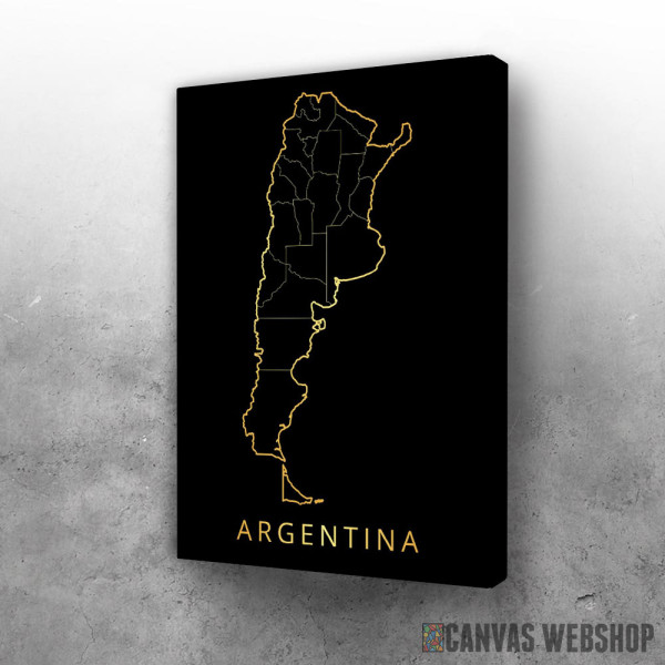 Slika Argentina mapa - crno zlatno Slika Argentina mapa - crno zlatno