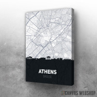 Slika Atina mapa i silueta grada