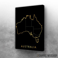 Slika Austalija mapa - crno zlatno