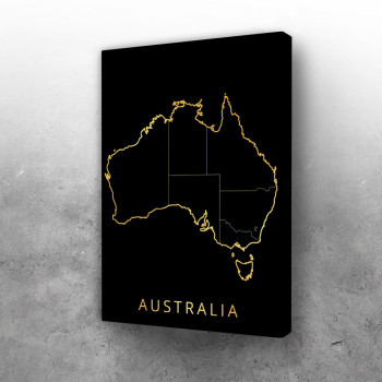 Austalija mapa - crno zlatno