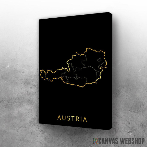Slika Austija mapa - crno zlatno Slika Austija mapa - crno zlatno