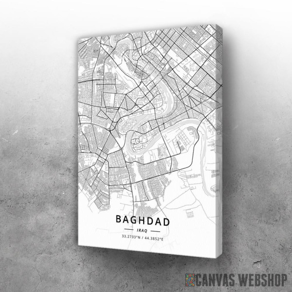 Slika Bagdad mapa - white Slika Bagdad mapa - white