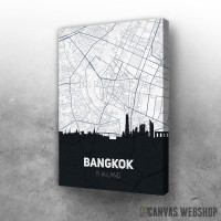 Slika Bangkok mapa i silueta grada