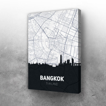 Bangkok mapa i silueta grada