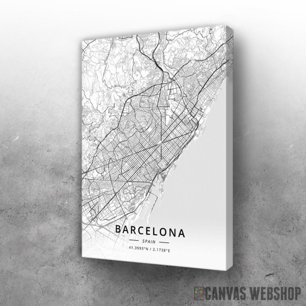 Slika Barselona mapa - white Slika Barselona mapa - white