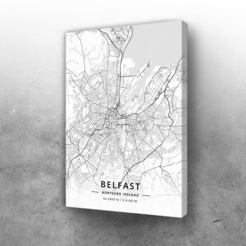 Belfast mapa - white