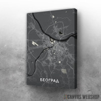 Slika Beograd mapa - crno sivo