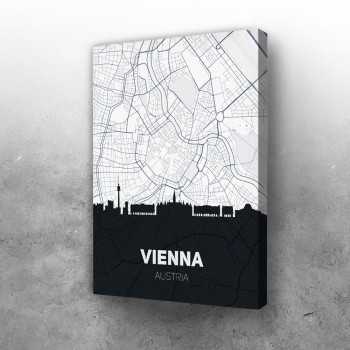 Beč mapa i silueta grada