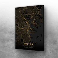 Boston mapa crno zlatno