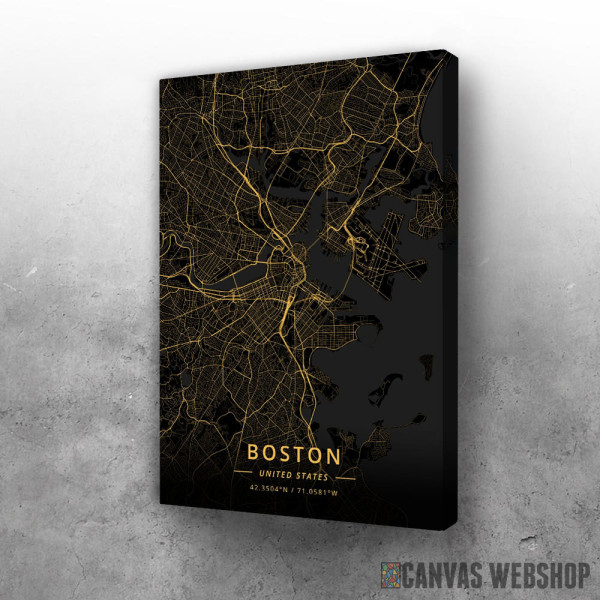 Slika Boston mapa crno zlatno Slika Boston mapa crno zlatno