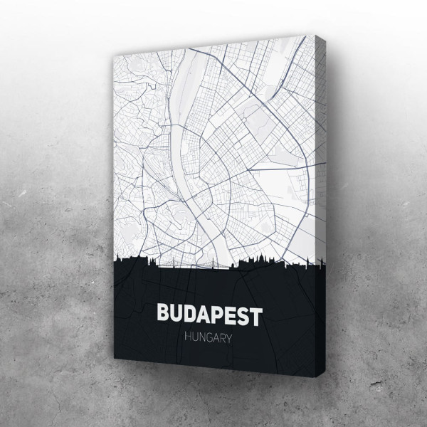 Budimpešta mapa i silueta grada