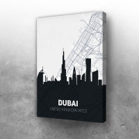 Dubai mapa i silueta grada