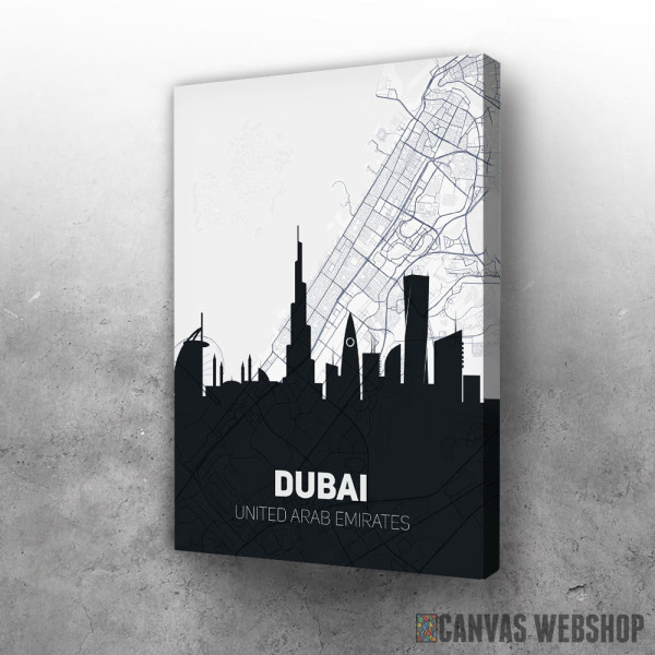 Slika Dubai mapa i silueta grada Slika Dubai mapa i silueta grada