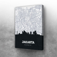 Džakarta mapa i silueta grada