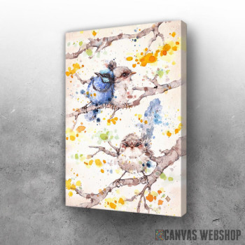 Slika Family Life (Blue Fairy Wrens) Water Colour Art