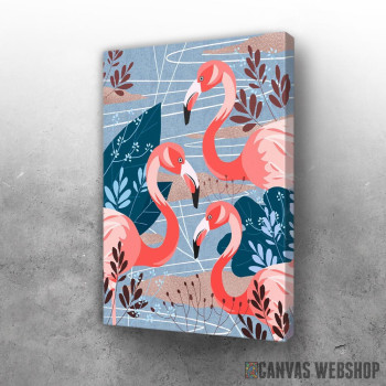 Slika Flamingos with leaves