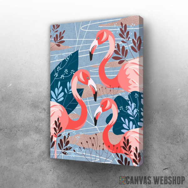 Slika Flamingos with leaves Slika Flamingos with leaves