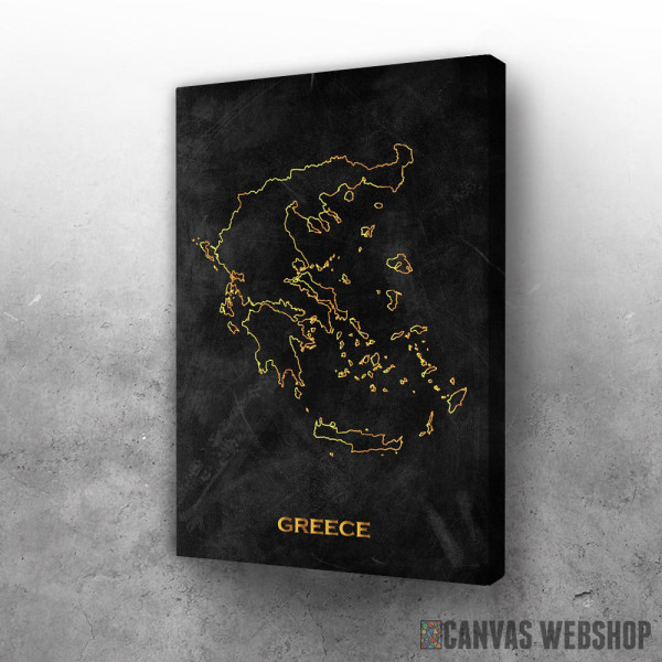 Slika Grčka mapa - crno zlatno Slika Grčka mapa - crno zlatno