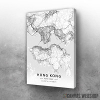 Slika Hong Kong mapa - white Slika Hong Kong mapa - white