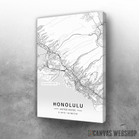 Slika Honolulu mapa - white Slika Honolulu mapa - white