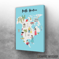 Slika Ilustrovana mapa Severne Amerike