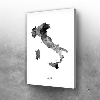 Italija mapa - crno belo