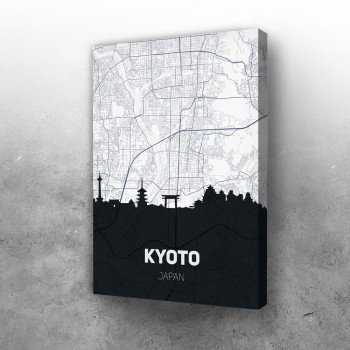 Kjoto mapa i silueta grada