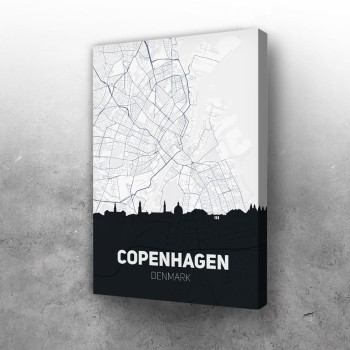 Kopenhagen mapa i silueta grada