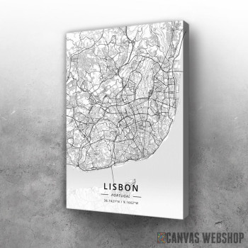 Slika Lisabon mapa - white Slika Lisabon mapa - white