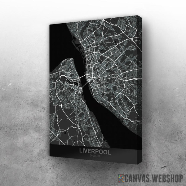 Slika Liverpul mapa - crno belo