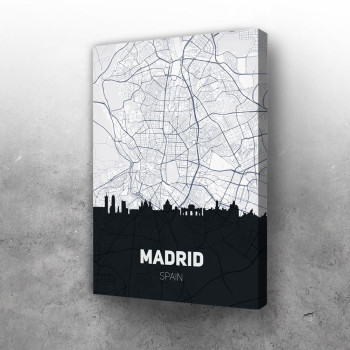 Madrid mapa i silueta grada